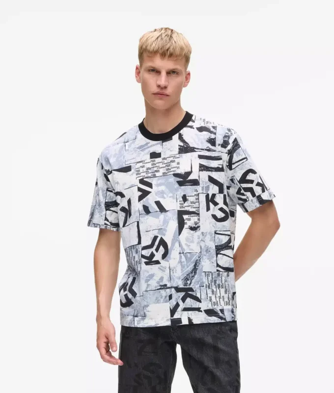 Χαλαρό T-shirt με μονογράμμα σε όλο το μήκος