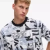 Χαλαρό T-shirt με μονογράμμα σε όλο το μήκος