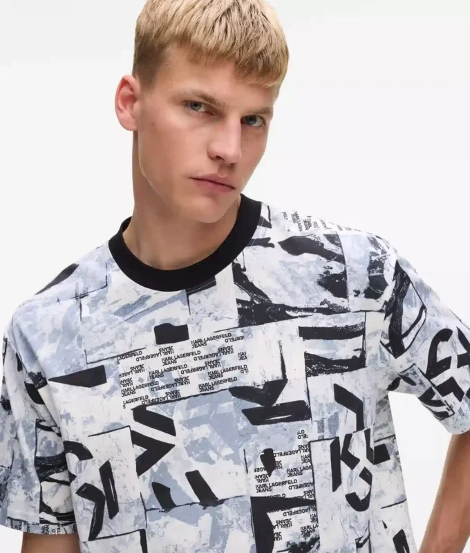 Χαλαρό T-shirt με μονογράμμα σε όλο το μήκος