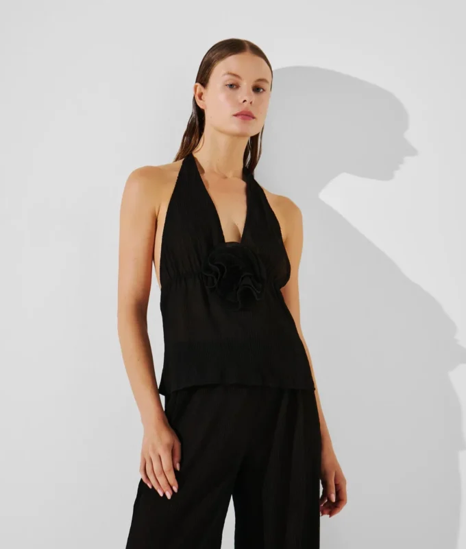 FLOWER PLISSÉ HALTER TOP FLOWER PLISSÉ HALTER TOP