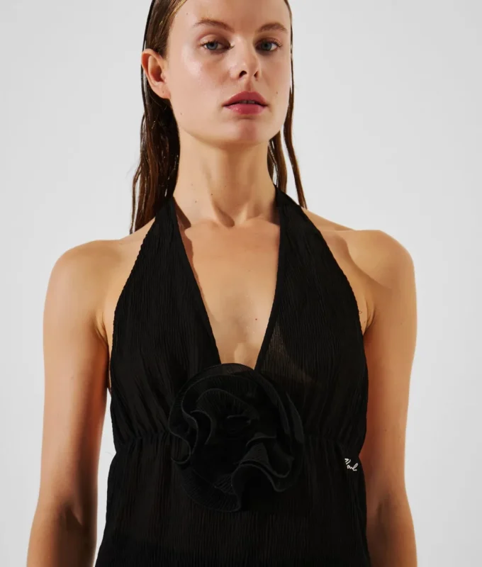 FLOWER PLISSÉ HALTER TOP FLOWER PLISSÉ HALTER TOP