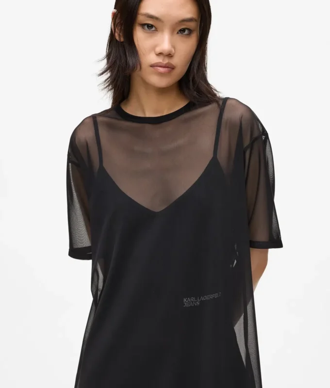 Φόρεμα T-shirt από πλέγμα