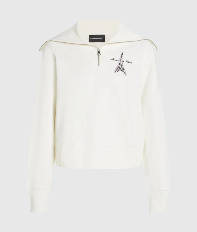 Φούτερ με μισό φερμουάρ Paris Sketch