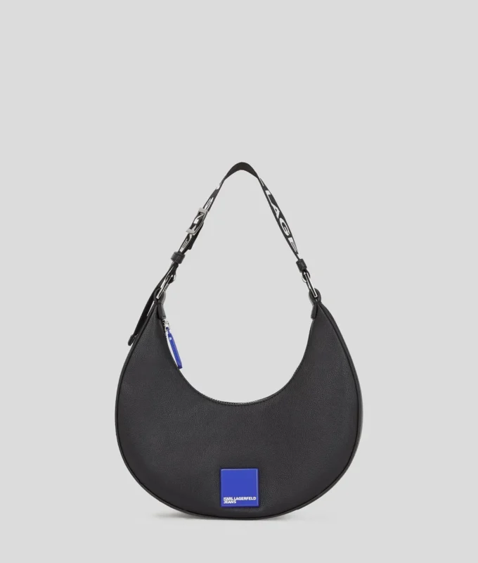 KLJ BOX LOGO HALF-MOON SHOULDER BAG