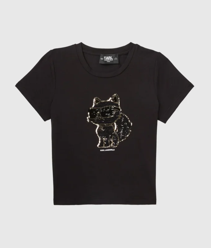 Κοριτσίστικο T-shirt Ikon Choupette με πούλιες Κοριτσίστικο T-shirt Ikon Choupette με πούλιες