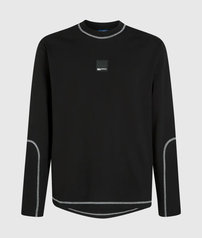 Μακρυμάνικο T-shirt με ραφές σε αντίθεση Μακρυμάνικο T-shirt με ραφές σε αντίθεση